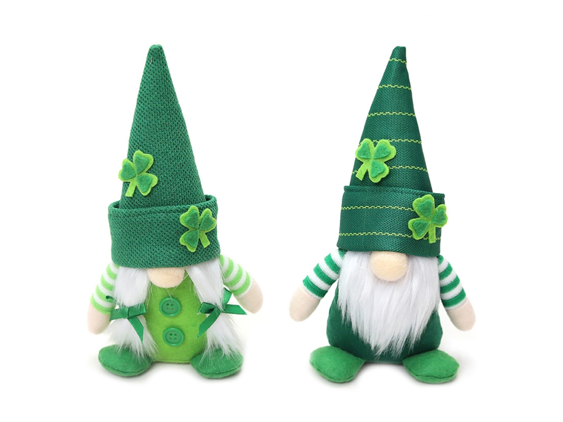 2 Piezas De Peluche De Duende Sin Rostro Para El Día De San Patricio, Adorno De Trébol Verde Para Decoración Festiva De Mesa