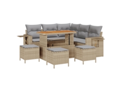 Conjunto 9 De Sofá De Jardín Vidaxl Con Cojines Beige Poliratán Acacia