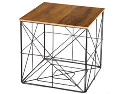 Mesa auxiliar de madera y metal con almacenaje 38x38x38 cm Max Home