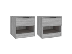 Mesa de Cabeceira LOVELY HOME Mesinha 2 Pcs Derivados de Madeira Cinzento Sonoma