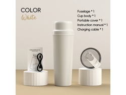Exprimidor de frutas Eifson USB, 650 ml, 20 cuchillas, 3000 mAh (blanco roto)