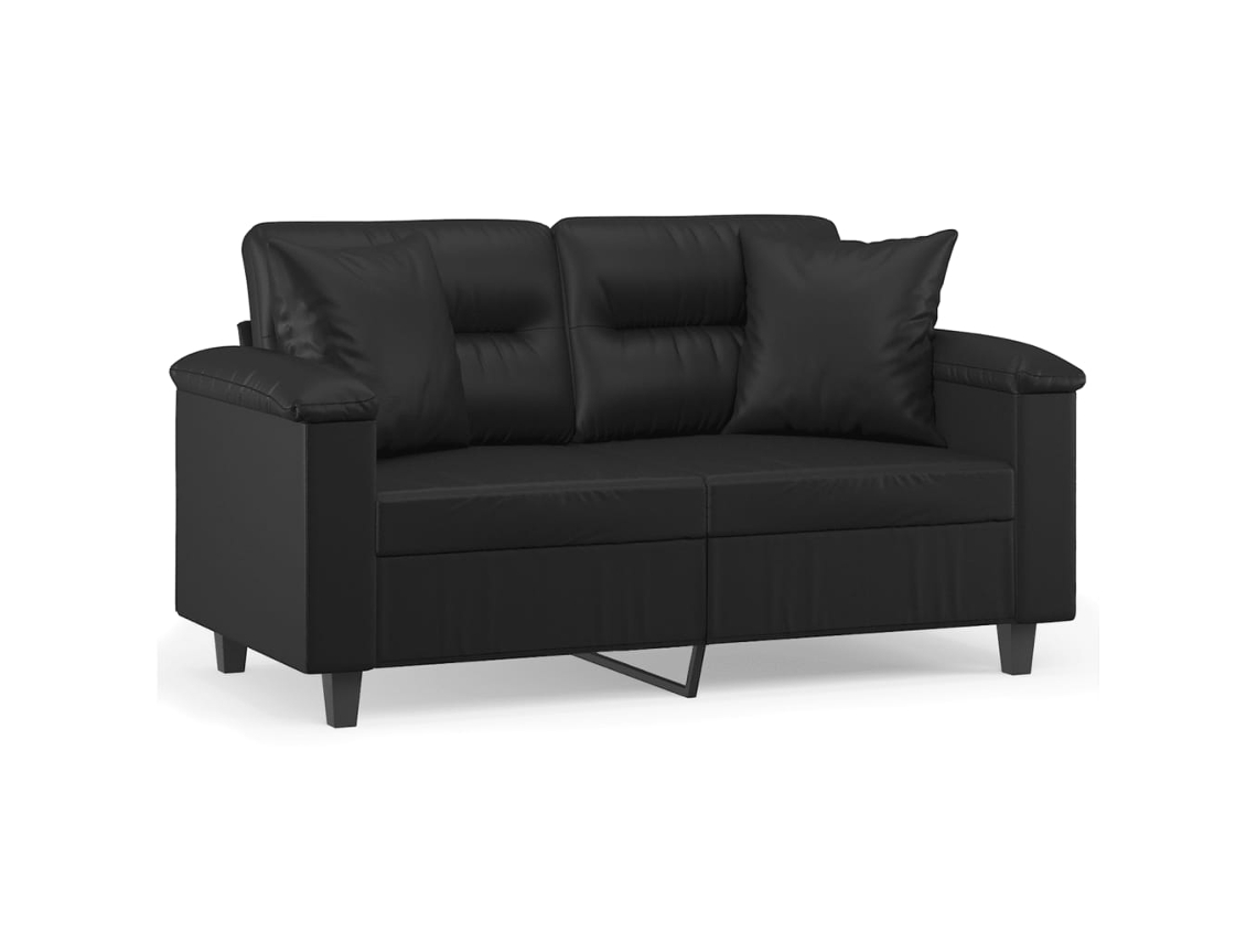Maison Exclusive - Sofá de 2 plazas + cojines decorativos, 120 cm, piel sintética negra