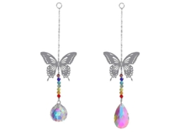 Pack de 2 Mariposas de Cristal Arcoíris para Decoración de Ventanas, Oficinas y Jardines