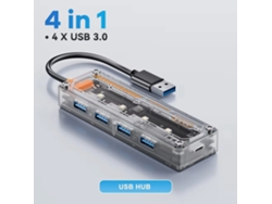 Adaptador Usb-c 4 En 1, Carcasa Transparente Con Transferencia De Datos De 5 Gbps Para Ordenador Portátil (blanco)