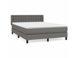 Maison Exclusive - Cama Box Spring Con Colchón Cuero Sintético Gris 140x190 Cm
