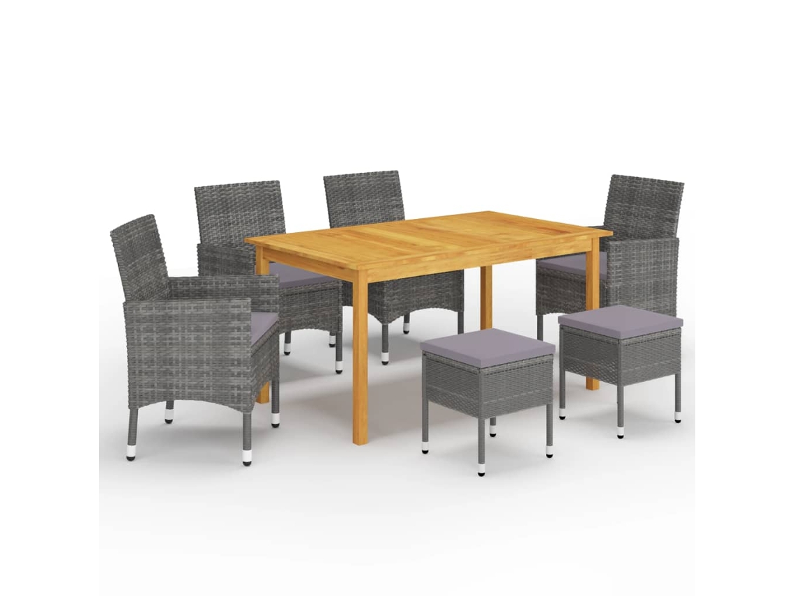 Juego de comedor de jardín gris de 7 piezas DKD Home Decor