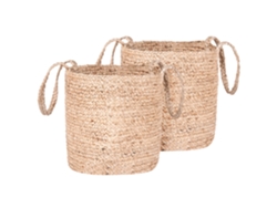Conjunto de 2 canastas en color natural BELIANI Kaella de Yute Beige 34x34x33