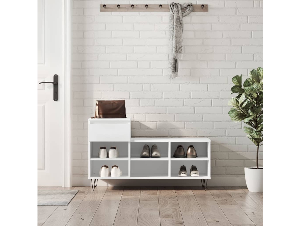 Mueble Zapatero | Zapatero Madera Contrachapada Blanco 102x36x60 Cm