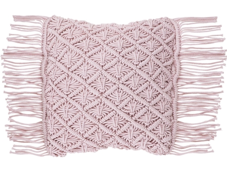 Cojín de algodón rosa pastel macramé 40 x 40 cm BELIANI Yaniklar
