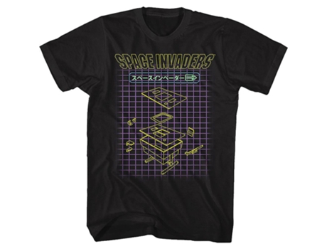 Camiseta ROCKINSTONE de Space Invaders de cuadrícula japonesa (S)