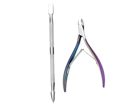 Nail Art Set-Tijeras Para Cutículas De Uñas De Acero Inoxidable Y Titanio De Color, Empujador De Acero Para Manicura De Uñas, Portátil -9004-2 Alic...