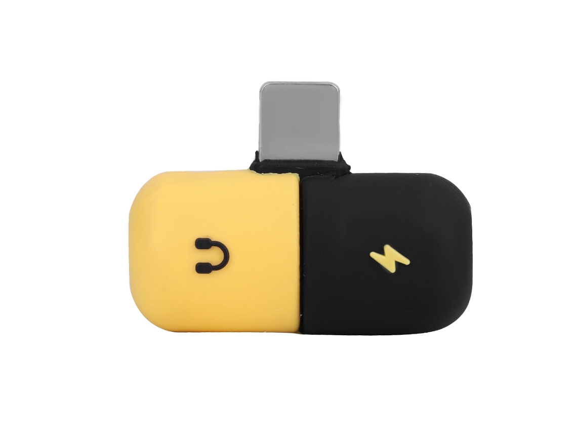 Adaptador De Áudio E Carregamento 2 Em 1 Para Iphone 7 8 X Lightning Splitter De Fones Amarelo+preto