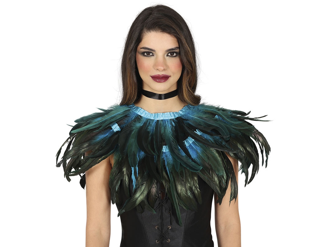 Media Capa de Plumas azul y negro adulto