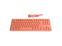 Teclado mecánico con cable Baoj-2026 Daidai STK130, rojo, 87 teclas, para juegos y oficina, color melocotón.
