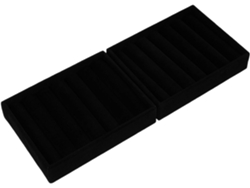 Juego de 2 bandejas de terciopelo negro para guardar joyas, con compartimentos separados, organizador portátil y elegante, GOKOCO