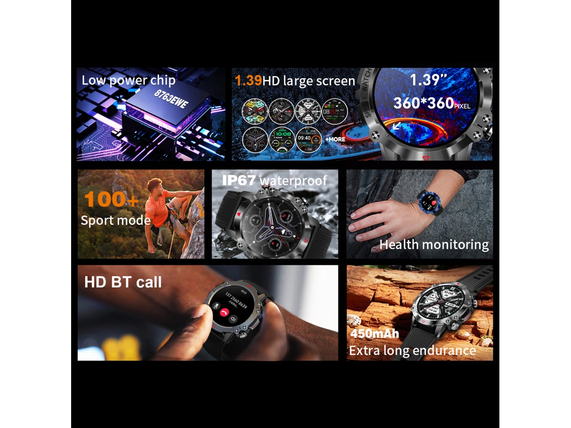 Reloj Inteligente Kr10, Monitor De Actividad, Monitor De Salud, Bluetooth Ip67, Soporte Para Llamadas, Pantalla Ips, Compatible Con Android E Ios.
