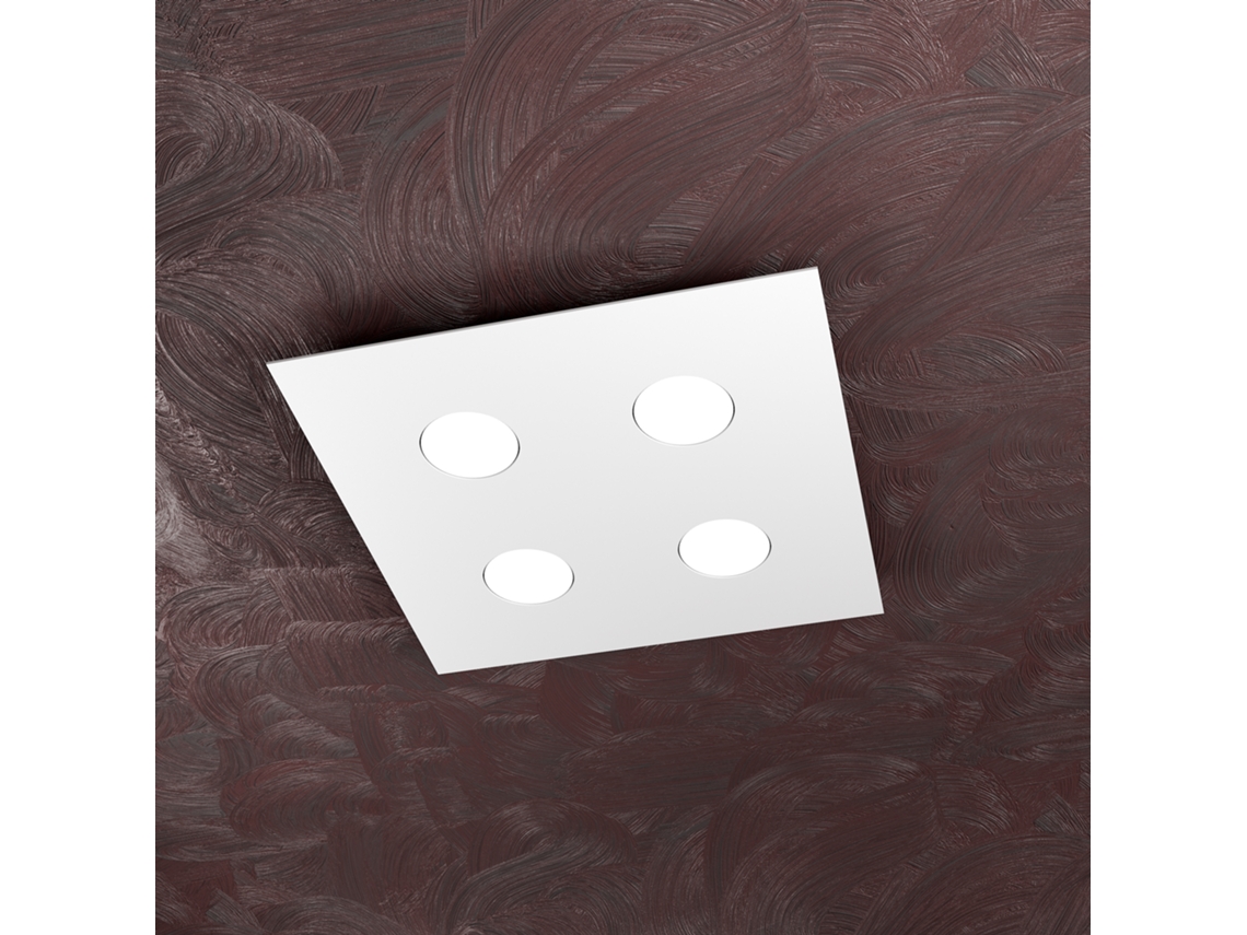 Lámpara de techo cuadrada Toplight de 4 luces con aplique Gx53, marco blanco, diseño moderno, 40 x 40 x 3 cm.