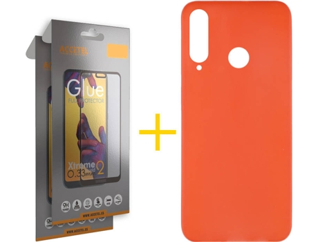 Kit Funda + 2 Protectores de Pantalla Huawei Y6P ACCETEL Full Liso (Rojo)