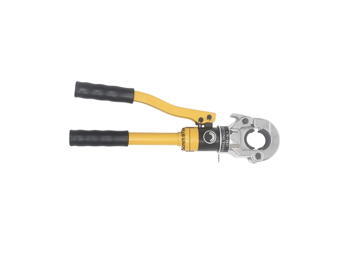 Crimpadora hidráulica manual, 8 toneladas de fuerza, mango ergonómico, color amarillo