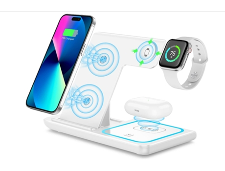 Cargador inalámbrico, cargador inalámbrico para iPhone, soporte para cargador de Apple Watch, base de carga inalámbrica 3 en 1 para iPhone CHRONUS