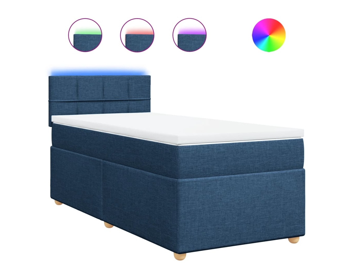 Maison Exclusive - Cama Box Spring Con Colchón Tela Azul 90x190 Cm