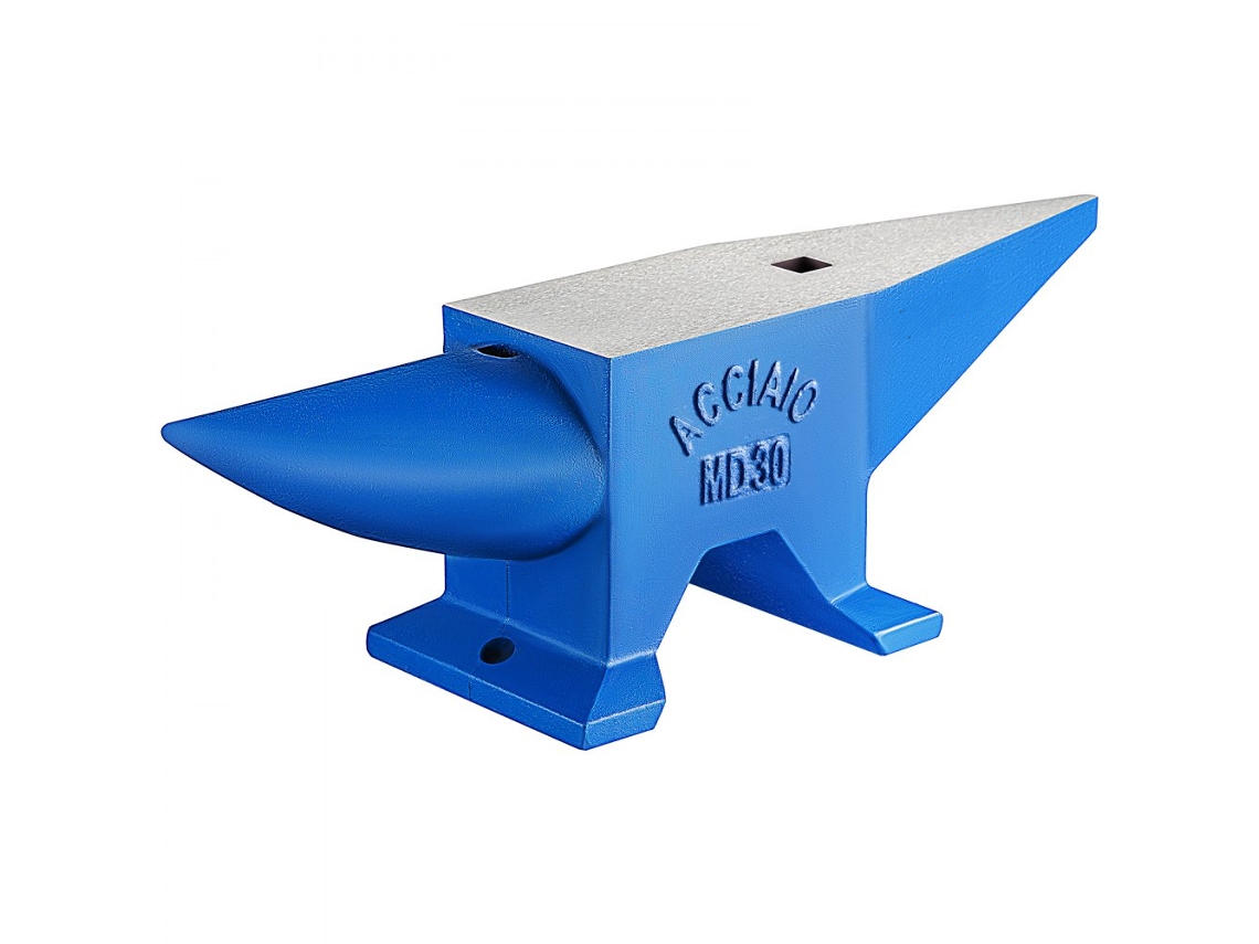 Yunque de 30 kg con base sólida, cuernos y agujeros en acero tratado térmicamente para forja y artesanía Tekmaquinas