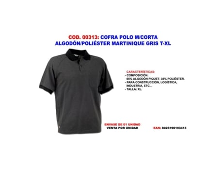 Cofra polo m-corta algodon-pol. martinique gris t-xl