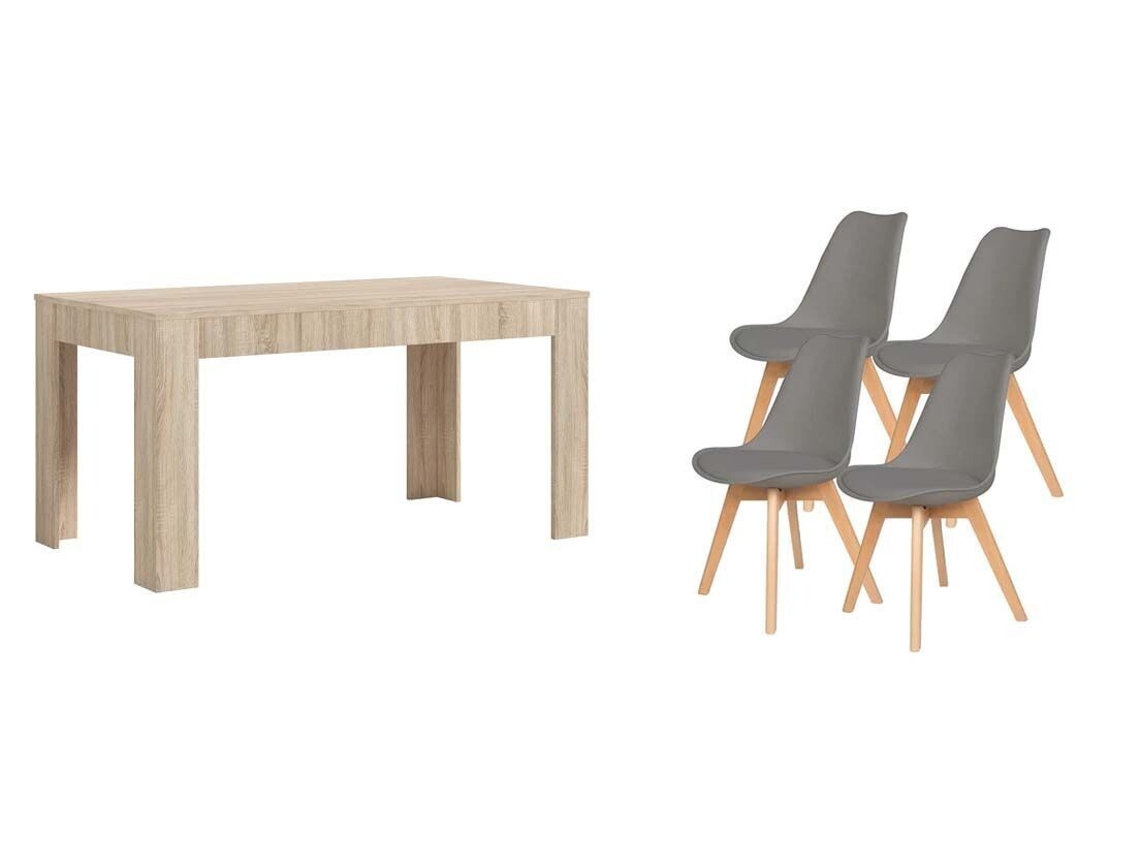 Pack Mesa Extensible de Comedor o Cocina Cambria 4 Sillas Nordic Gris SALDOSYSTOCKS