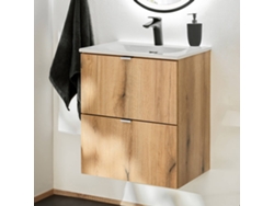 Mueble de baño con lavabo Newport 50x57x39 cm - Efecto roble [EN.CASA]