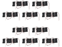 50 Unidades De Caja Portapilas Aa De 2 X 1,5 V, Color Negro, Con Cables De Conexión.