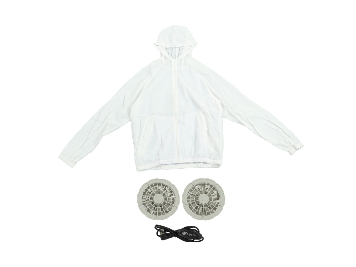 Chaqueta De Refrigeración Con 2 Ventiladores, Protección Solar, 3 Niveles Ajustables Para Trabajar Al Aire Libre En Climas Cálidos, Color Blanco.