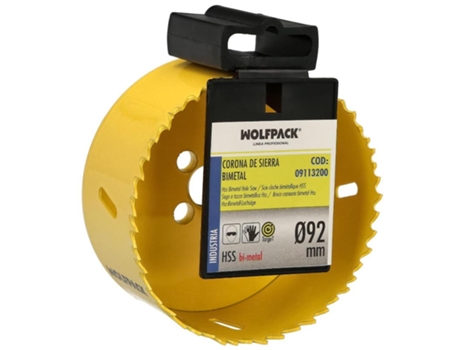 Corona Sierra Bimetal Ø 92 mm Templado Termico. Base Reforzada. Corona Madera. Broca Agujeros Madera. Acero. Hierro. Plasticos WOLFPACK LINEA PROFE...