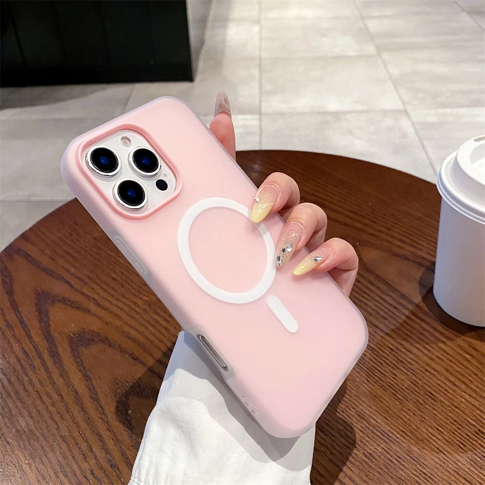 (iphone 14 Pro Max, Rosa Claro) Funda Mate Magsafe Con Carga Inalámbrica Y Protección De Marco Magnético Para Iphone.