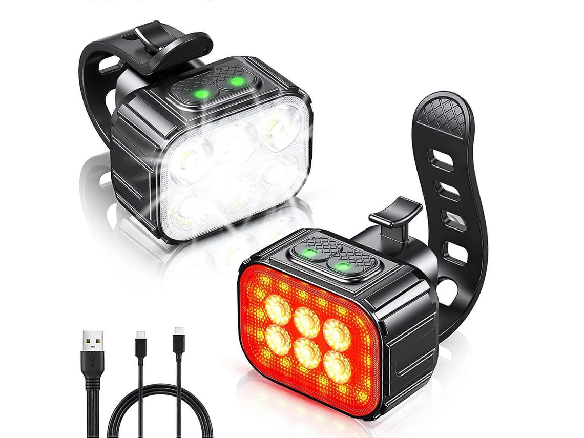 Omni-kit De Luces Para Bicicleta Led Super Brillante Recargable Usb, Luz Delantera Y Trasera Para Ciclismo Nocturno Impermeable Ip65 Como Se Muestra