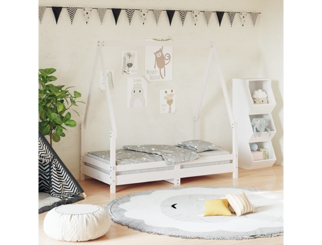 Estructura De Cama Infantil VIDAXL Blanco Madera (70x140 cm)