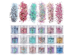 18 Cajas De Purpurina Corporal, Purpurina Holográfica Espesa, Diamantes De Imitación Para Uñas, Para Maquillaje Corporal, Facial, Capilar Y De Uñas.