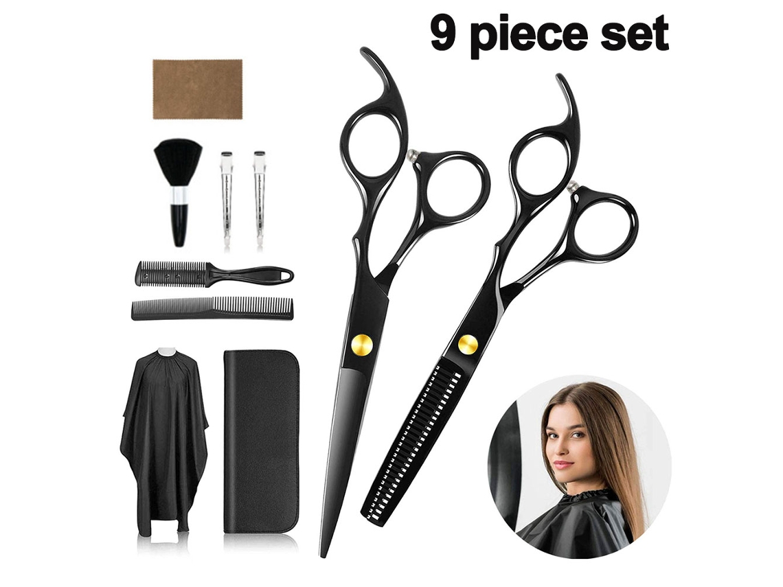 Tijeras de Peluquería, Juegos de Tijeras, Tijeras de Adelgazar Inox, Tijeras de Peluquería, Tijeras de Adelgazar y Texturizar.-oro negro JEDBESETZT
