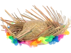 Chapéu De Palha Beachcomber Lei Hula Com Flores Havaianas, Acessório Para Festa De Verão