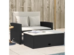 Sofá de jardín de 2 plazas con cojines, mimbre, negro, PE, Dkd Home Decor