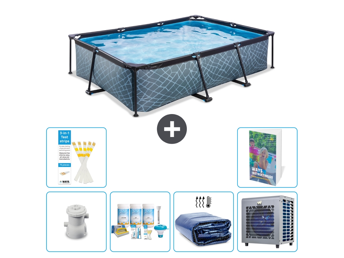 Exit-toys Piscina Exit Retangular - Efeito Pedra - 300x200x65 Cm - 7-peças S302