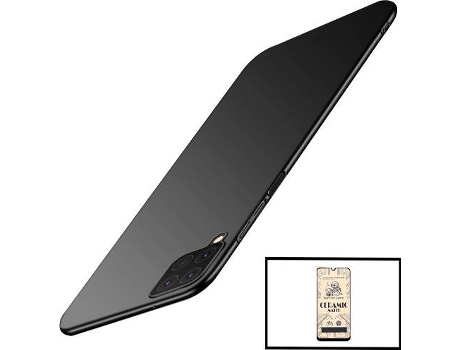 Kit Cristal Templado CeramicGlass Full Cover y Funda SlimShield Samsung Galaxy A12 PHONECARE Negro