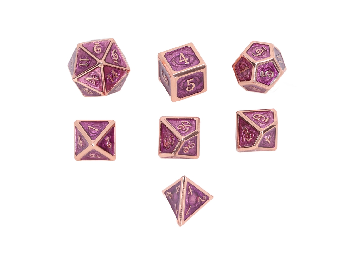 Juego De Dados Poliédricos De Metal, Esmalte Dorado Antiguo, Con Grabado Exquisito Para Juegos De Rol Y De Mesa.