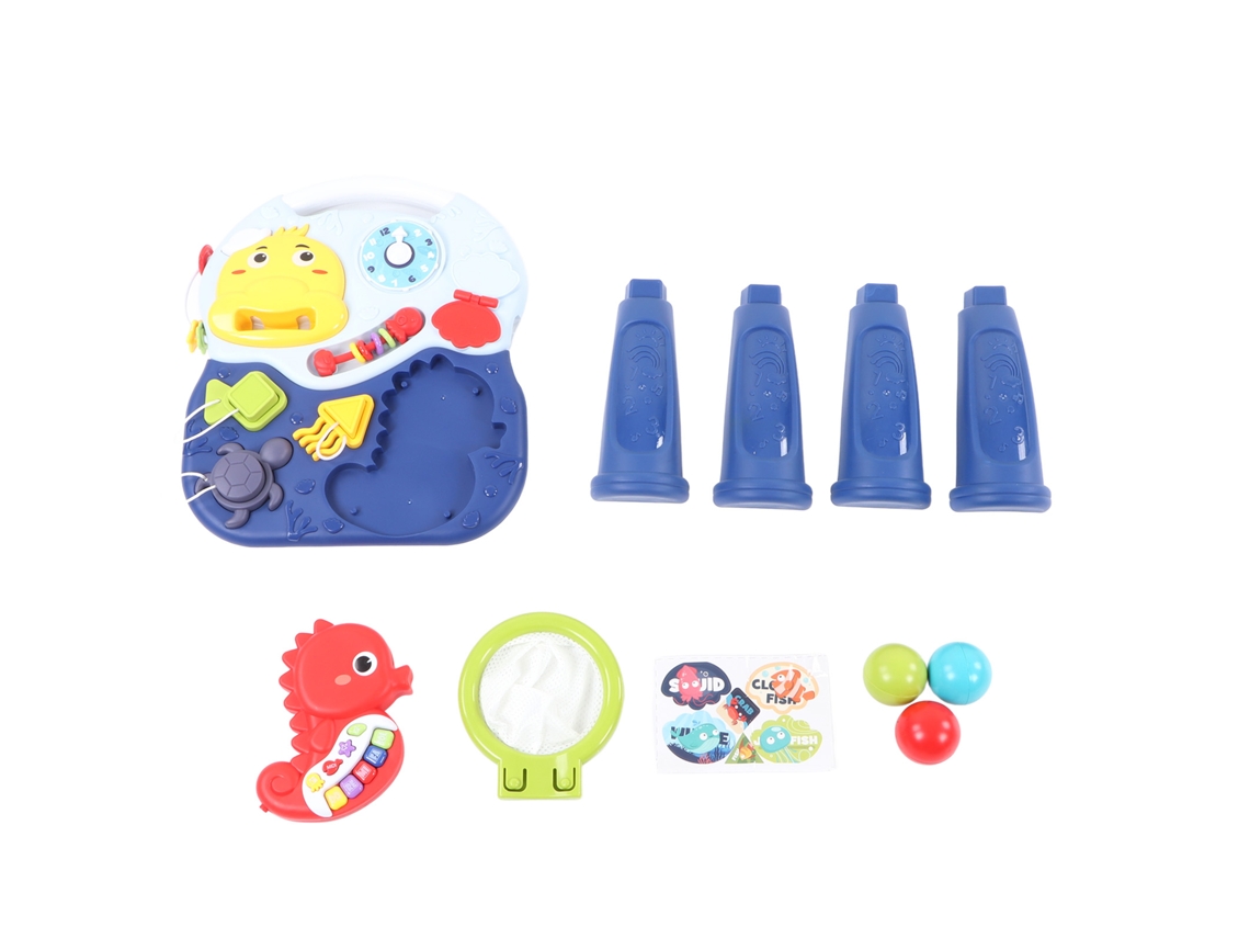 2026-mesa De Aprendizaje Para Bebés Con Tema Oceánico, Habilidades Motoras Finas, Emparejamiento De Formas Y Música Azul