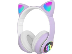 Auriculares Bluetooth inalámbricos con micrófono, linterna, orejas de gato adorables, estéreo con música para niños, niñas