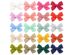 Pinza Para Pelo Polski Lino-algodón Multicolor 9,5 X 6 Cm 20 Unidades Con Lazo Ligera Para Niñas Y Peinados Diarios