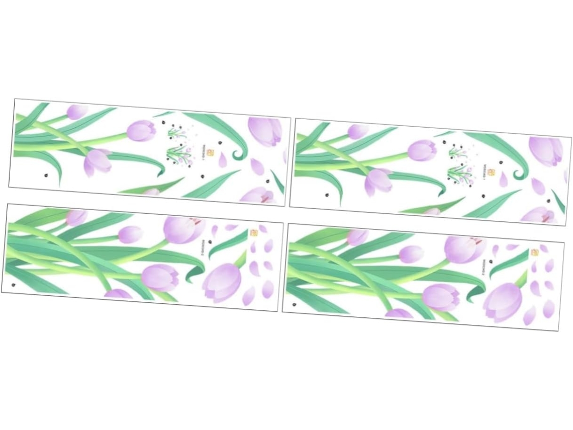 4 Pegatinas De Pared De Tulipanes Morados, Decoración Floral, Calcomanías De Arte Diseño De Flores