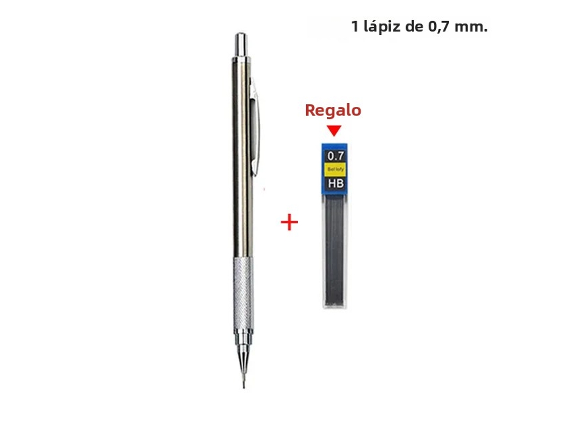 (0,7 Mm) Un Juego De Portaminas Mecánicas De Metal, Adecuadas Para Dibujar Y Bocetar, Con Mina.