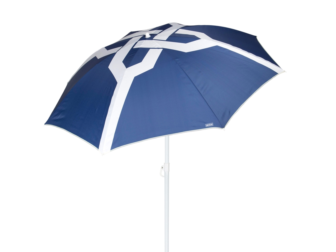 Aktive Sombrilla de playa 8 varillas 200 cm inclinable con estampado azul