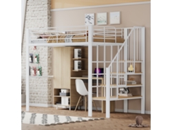 Cama Alta De 140x200 Con Escalera Y Espacio De Almacenamiento Optimizado.