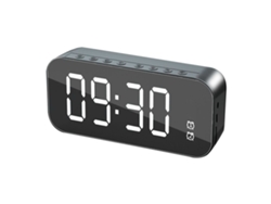Reloj Despertador Digital Portátil Con Volumen Alto Y Altavoz Bluetooth Con Espejo - Negro
